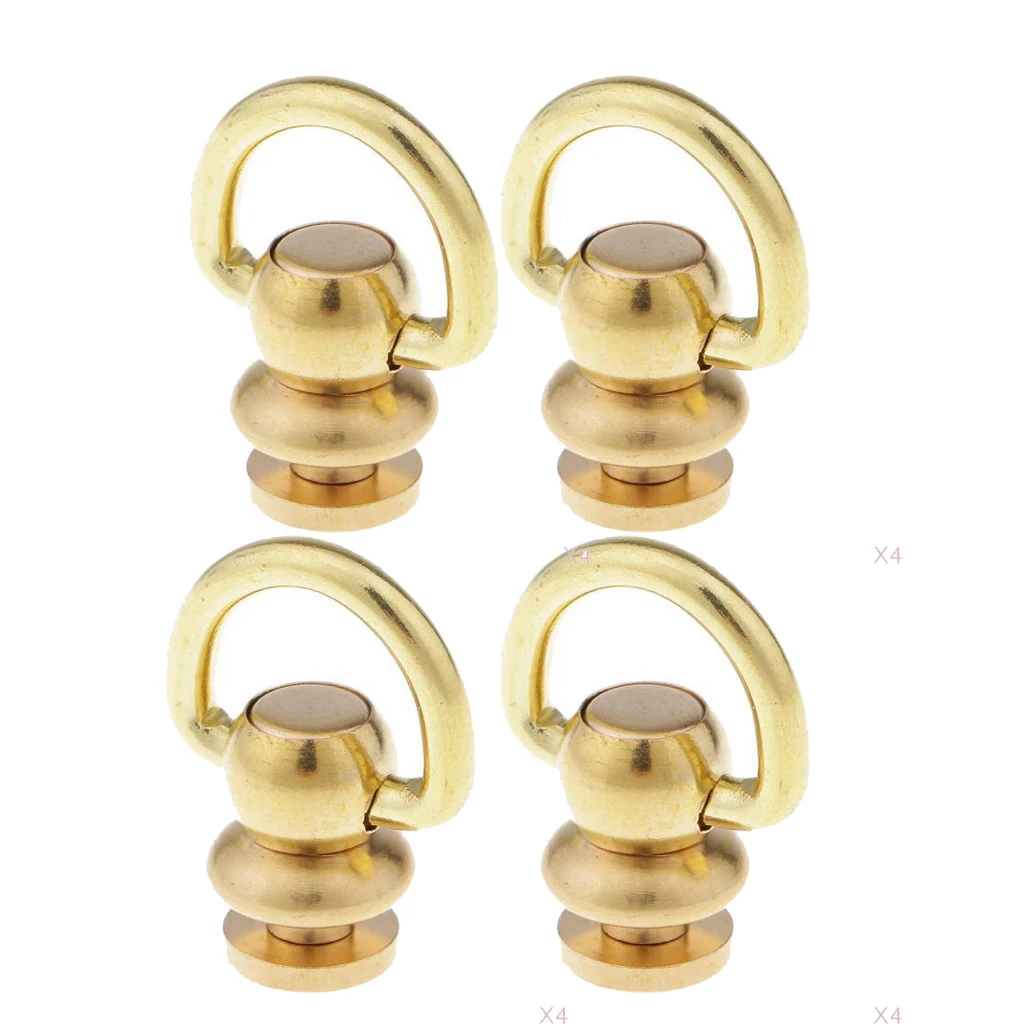 4Pcs Ball Post with D Ring 10mm