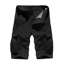 Летние мужские свободные повседневные хлопковые брюки со средней посадкой с несколькими карманами