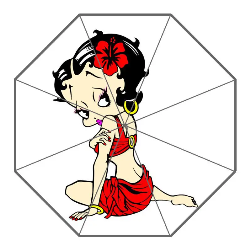 На заказ Betty boop Зонты Новое поступление полезный складной солнечный и дождливый зонтик от солнца - Цвет: Белый