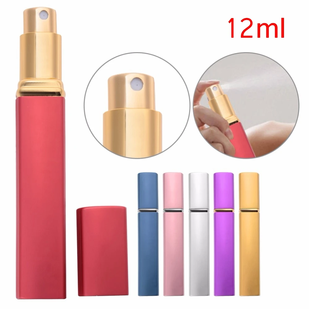 

12ml Refillable Perfume Atomizer Bottle Travel Scent Pump Portable Aluminum Glass Spray Case Travel Size Portable Tools