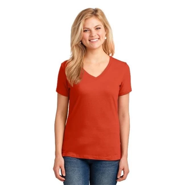 Port & Company LPC54V Ladies Core Cotton V-Neck Tees Orange - 3XL