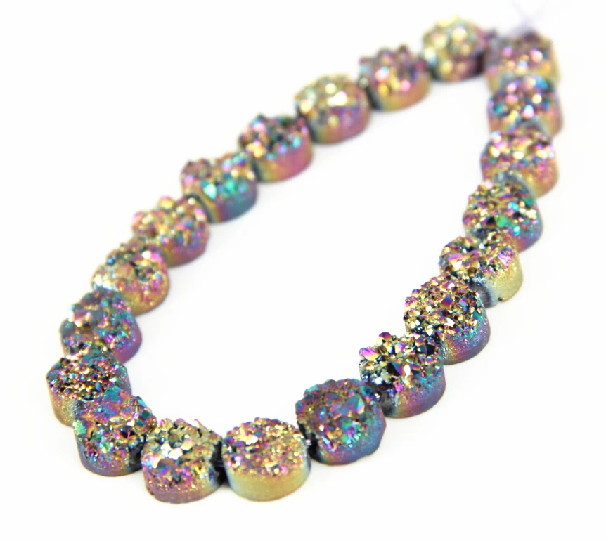 10 мм сырье Druzy свободные Бусины монет Подвески Jewelry натуральный Камни блестящие