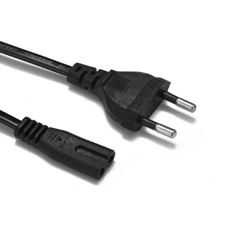 

1pcs 1.4M 2ft 2-Prong Pin AC EU Power Supply Cable Cord High Quality Lead Wire Power Cord For Desktop Laptop