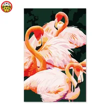 Домашний Декор Картина Фламинго с животными фигурки картины Домашний Декор Картина с его ручной росписью натюрморт
