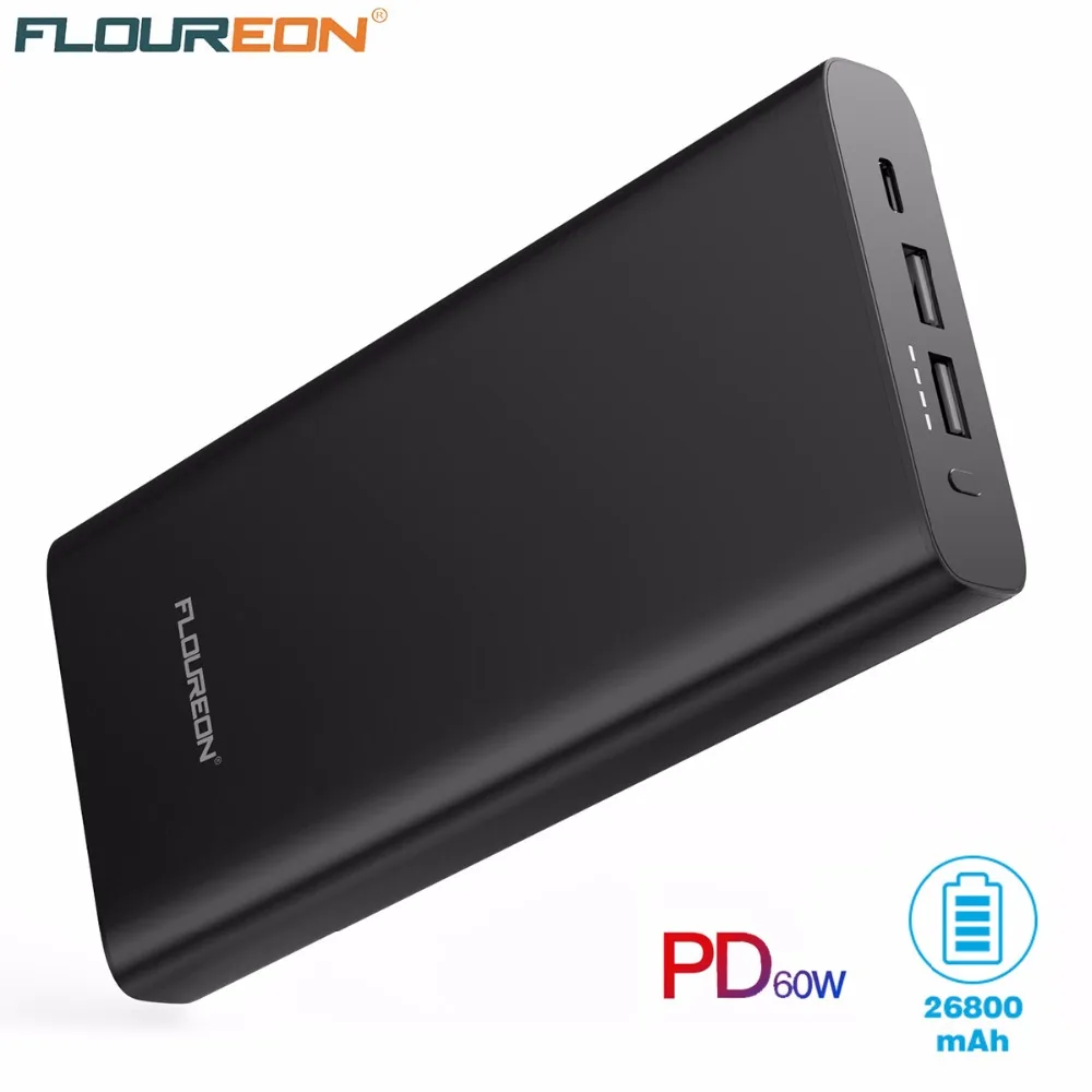 

Flouren Power Bank 26800mAh USB Type C PD Quick Charger for iPhone XS Max XR 8 Samsung S9 HUAWEI Mate 20 Laptops