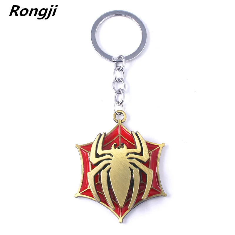 

rongji jewelry Rotatable Avengers 4 Spider-Man Keychain Keyring Jewelry Super Hero Pendant Gift For Key Holder Car Accessory