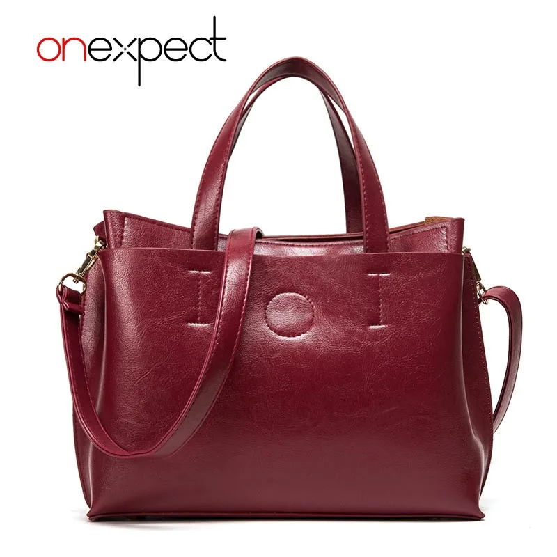 onexpect 2017 Ladies Hand Bags Famous Brand Bags Logo Handbags Women Fashion Black Leather ...