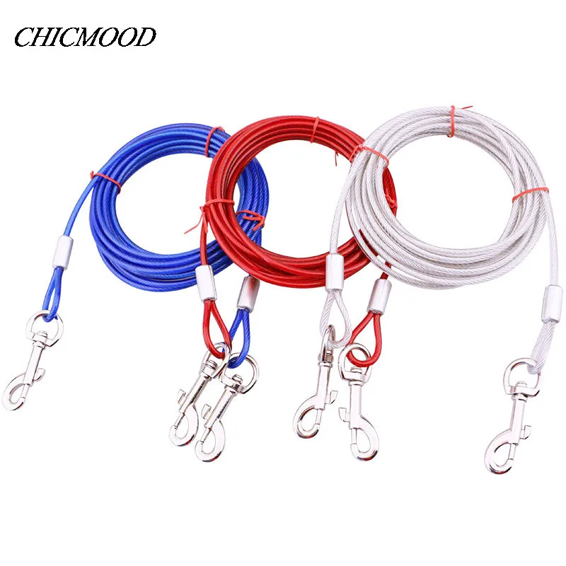 

2 Way Pet Dog Iron Wire Coupler Leash No-Tangle Walking Double Lead Leashes For Two Small Dogs Black Red Blue Colors