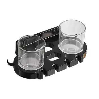 

Space Aluminum Free Punch Toothbrush Rack Double Brush Cup Holder with Hooks for Bathroom (Black)