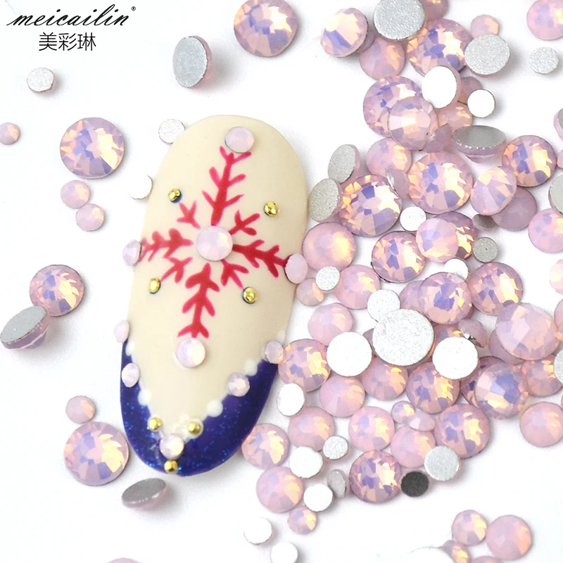 200 шт./кор. смешанный размер блестящие опаловые Стразы для ногтей протеиновые розовые полимерные 3D украшение для ногтей для маникюра с кристаллами