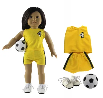 

4in1 Set Doll Clothes Top+shorts+shoes+football Fashion Casual Wear Outfit for 18"American Doll