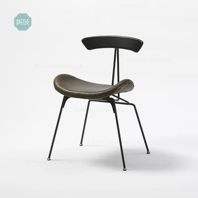 Луи мода обеденный стул промышленный ветер скандинавский светильник роскошный дизайнерский Повседневный стул из твердой древесины Лофт ретро стул из искусственной кожи - Цвет: Real Leather Dark