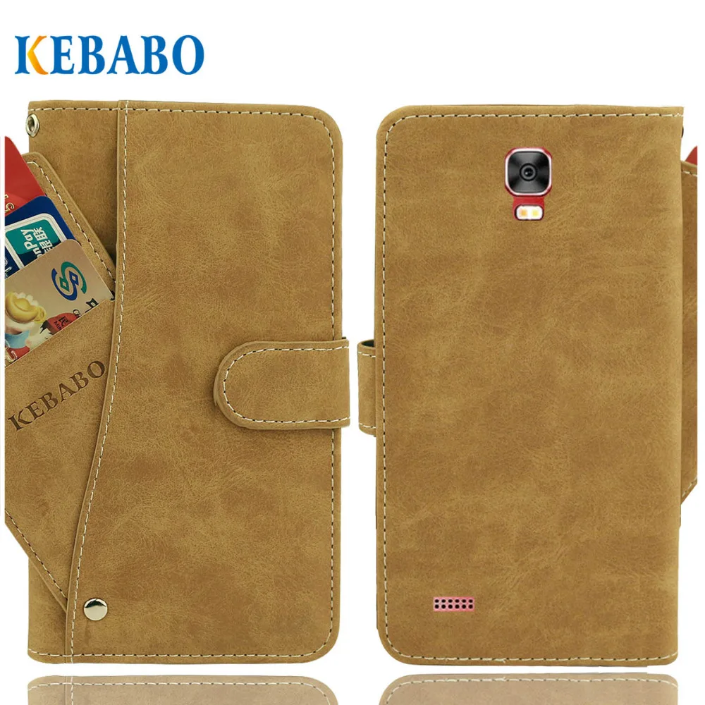 Винтажный кожаный чехол-кошелек teXet TM-5070 5 дюймов Роскошный чехол с откидной