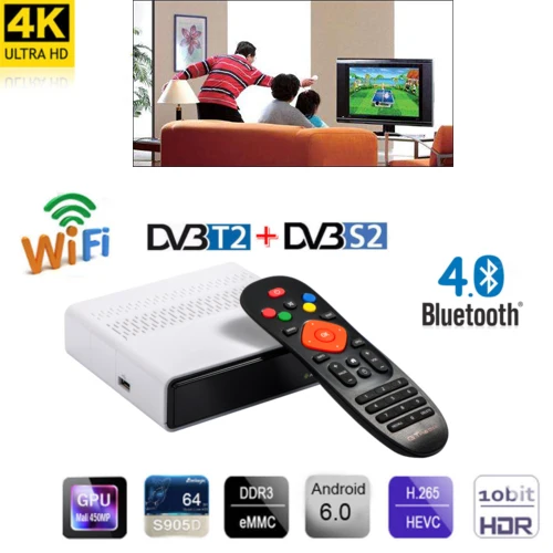 

GTMEDIA GTS Android 6.0 Smart TV BOX S905D 2G DDR3 8G EMMC ROM Android tv box 4K 3D H.265 built in Wifi IPTV cccam media player