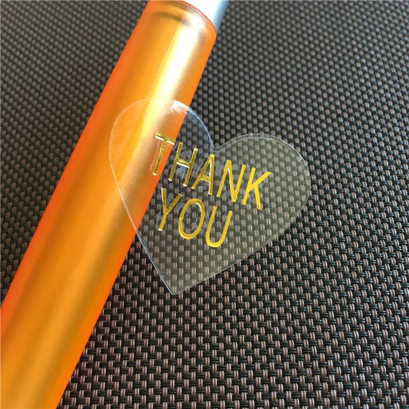 

Transparent Sticker PVC Thank You Printed Heart Shape PVC Stickers Self-adhesive Lovely Trendy No Glue Transparent 1200Pcs/Lot