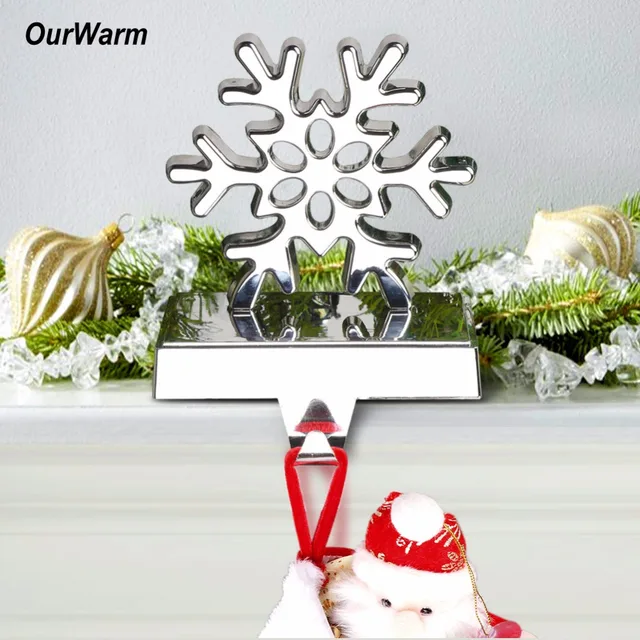 ourwarm 3d christmas stocking holder stand snowflake metal xmas stocking hanger for mantel new year gift - Decorative Christmas Stocking Holders ourwarm 3d christmas stocking holder stand snowflake metal xmas stocking hanger for mantel new year gift - Decorative Christmas Stocking Holders