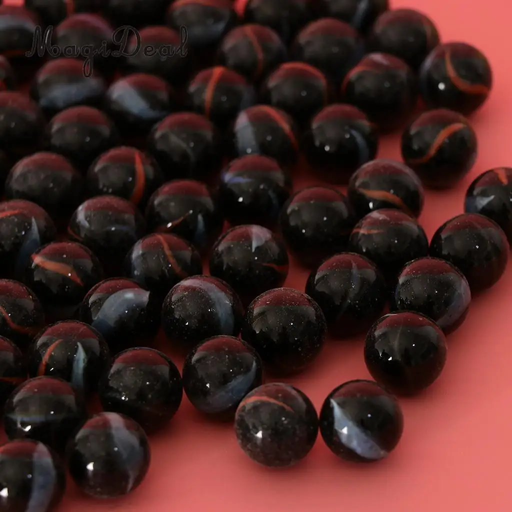 90PCS 16mm Colorful Glass Marbles, Kids Marble Run Game, Marble Solitaire Toy Accs Vase Filler & Fish Tank Home Decor - Black