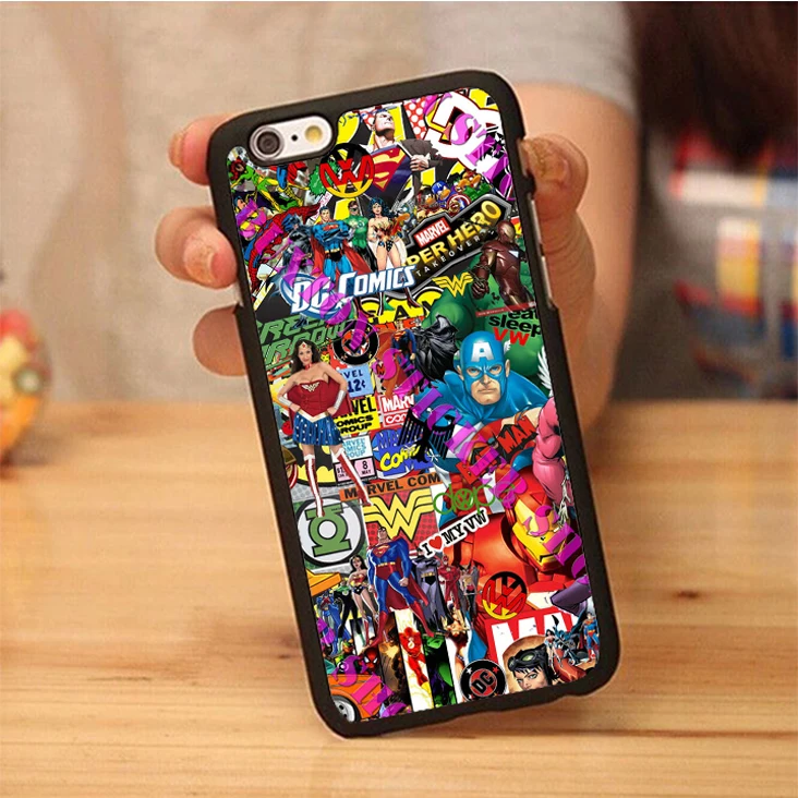 Marvel Sticker Bomb Printed Soft Rubber Phone Cases For iPhone 6 6S Plus 7 7 Plus 5 5S 5C SE 4