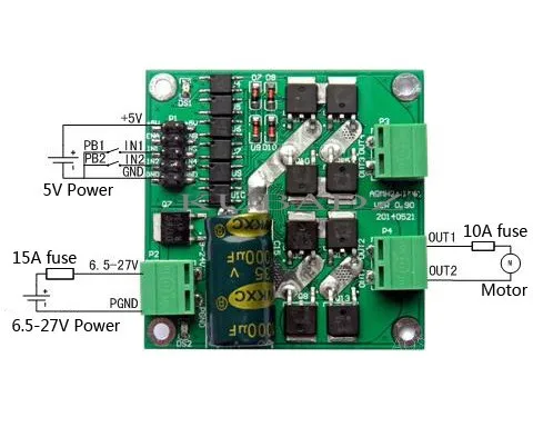 1PCS 12v/24v 160W 7A Dual DC motor driver module board H-bridge L298 logic ck 
