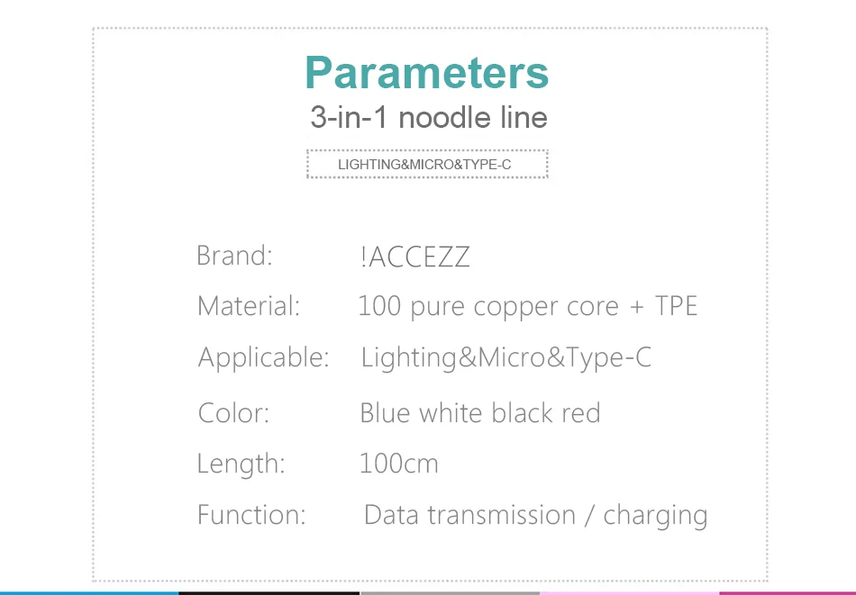 !ACCEZZ 3 in 1 Micro USB Type C 8 Pin Multi Charging Cable For iPhone X XR XS Max For Samsung Huawei Xiaomi Multi Charging Cable (9)