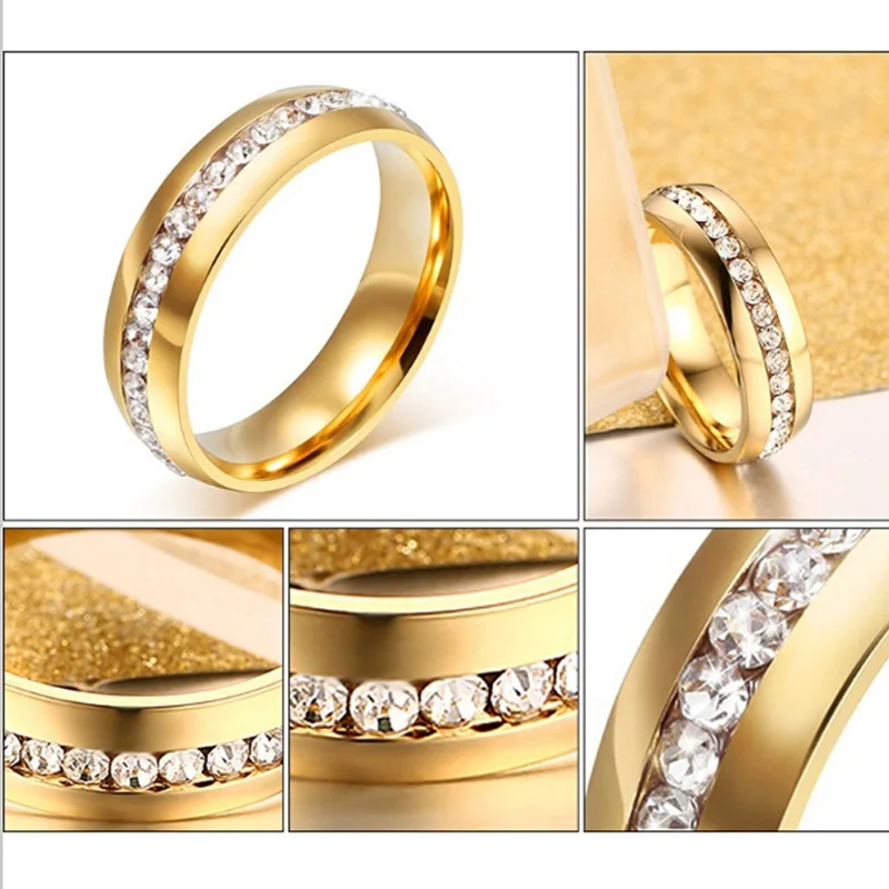 Cute Vintage Stainless Steel Ring Anel Inlay Reinestone Bridal Engagement Wedding Ring for Women Christmas Gift Fashion Jewelry wedding rings,finger rings,womens ring,jewelry rings,ring jewelry