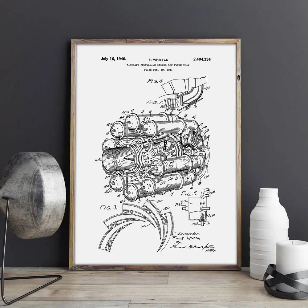 Patent Prints Jet Engine Art Aviation Decor Airplane Decor Pilot Gifts
