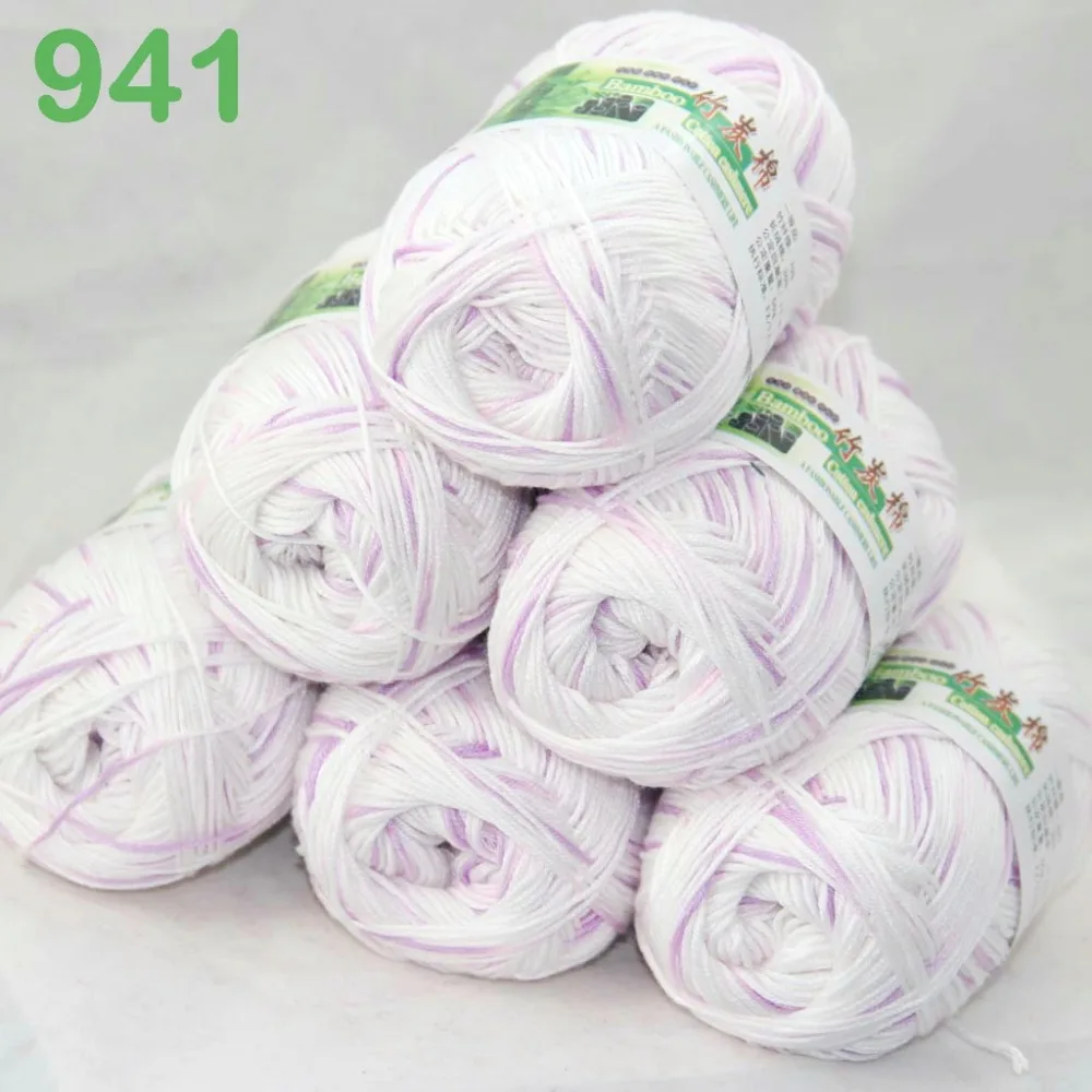 Lot of 6 Skeins Super Soft Natural Bamboo Cotton Knitting Yarn 941in