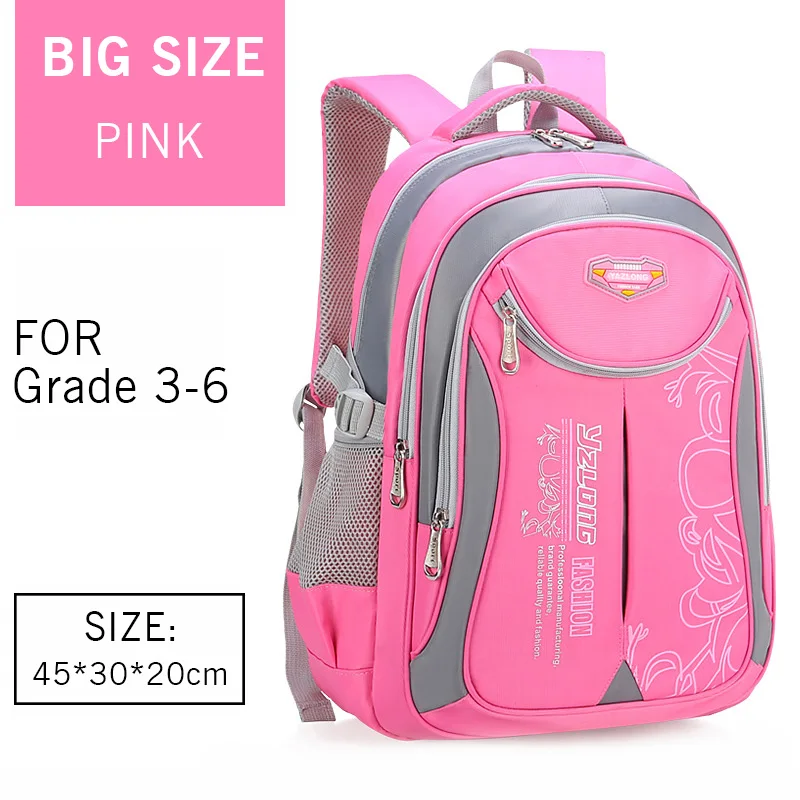 Детские рюкзаки большой емкости для начальной школы, сумки для мальчиков, водонепроницаемые школьные сумки для детей, безопасный Оксфордский рюкзак для девочек, ранец - Цвет: Big-Pink