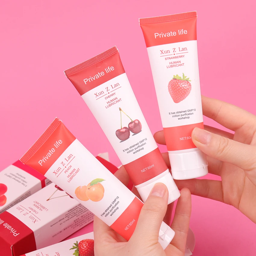 60ML Cherry Water Soluble Lubricant Peach Strawberry Lubricant Fruit Flavour Lubricants Anal Vagina Water Soluble Lubricant