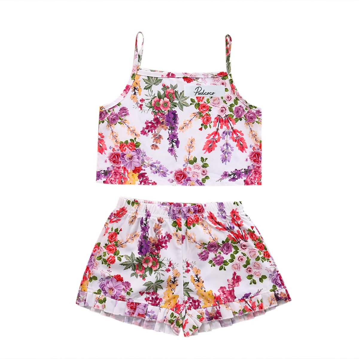 2PCS Summer Newest Cotton Cute Kids Baby Girls Clothes Crop Tank