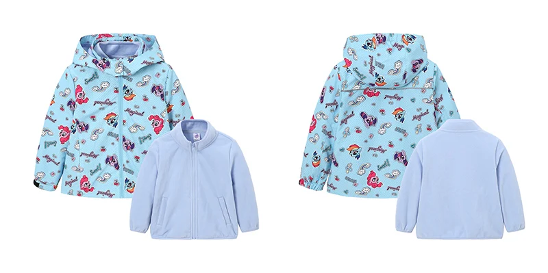Balabala/верхняя одежда для девочек 2 в 1; куртка со съемной флисовой подкладкой с принтом; куртка для детей; ветровка для малышей; сезон осень