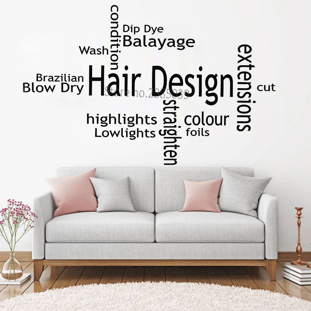 Hair Design Make Up Sign Wall Stickers Beauty salon Vinyl Wall Decals