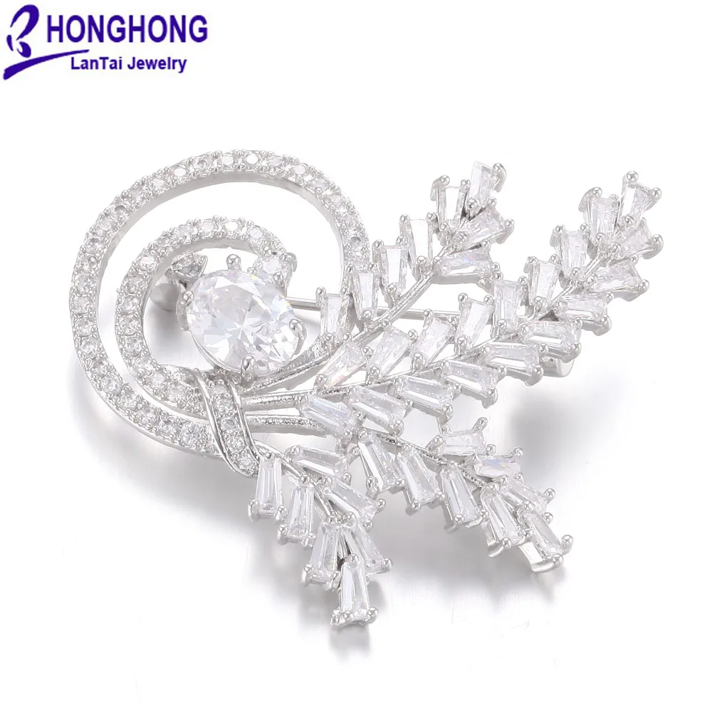 Honghong кубический цирконий растения Броши Булавки для женщин высокое качество свадебное платье ювелирные аксессуары