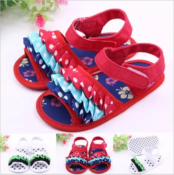 

2015 Fashion Summer Baby Shoes Cotton Soft Sole Antislip Toddler Girls First Walkers Cute Dot Baby Princess Shoes
