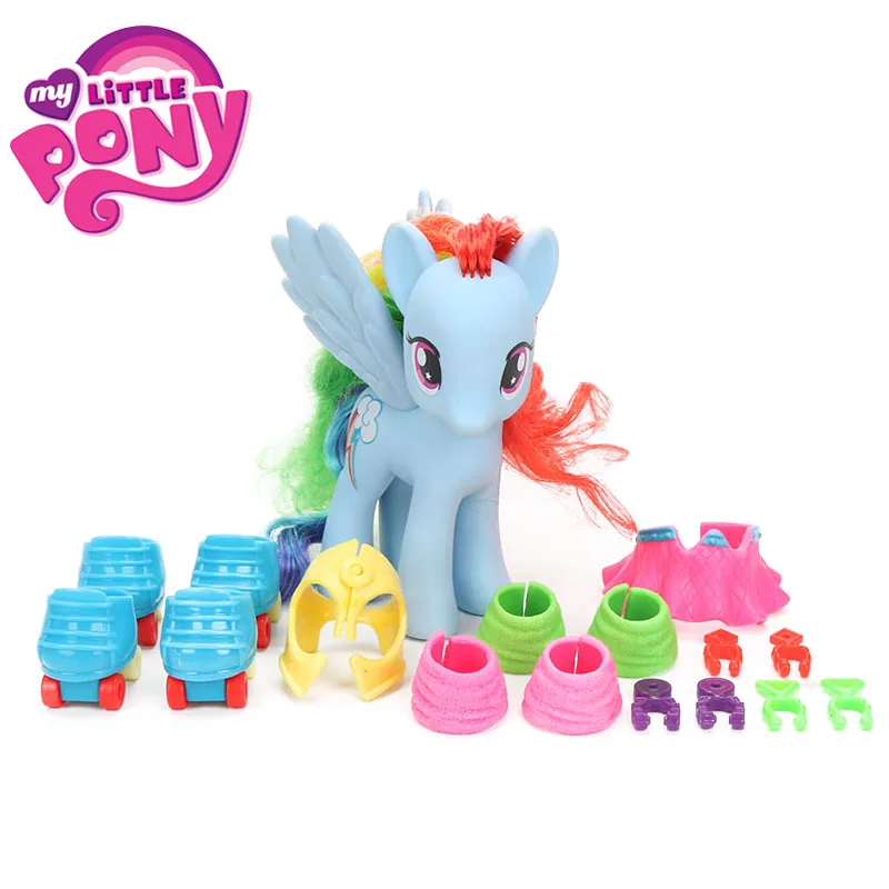 5,5 дюйма игрушки My Little Pony одеваются Веселые Пинки Пай радуги Дэш ПВХ Фигурки модный стиль игровой набор Коллекционная модель куклы