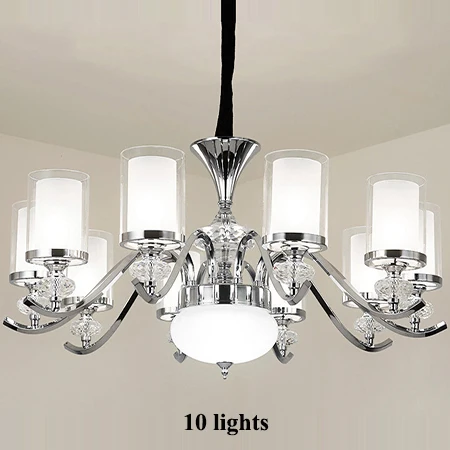 10 lights and bulbs Современная хрустальная светодиодная подвесная люстра из хромированного металла для гостиной, светодиодные люстры, освещение для столовой, подвесной светильник - Цвет абажура: 10 lights and bulbs
