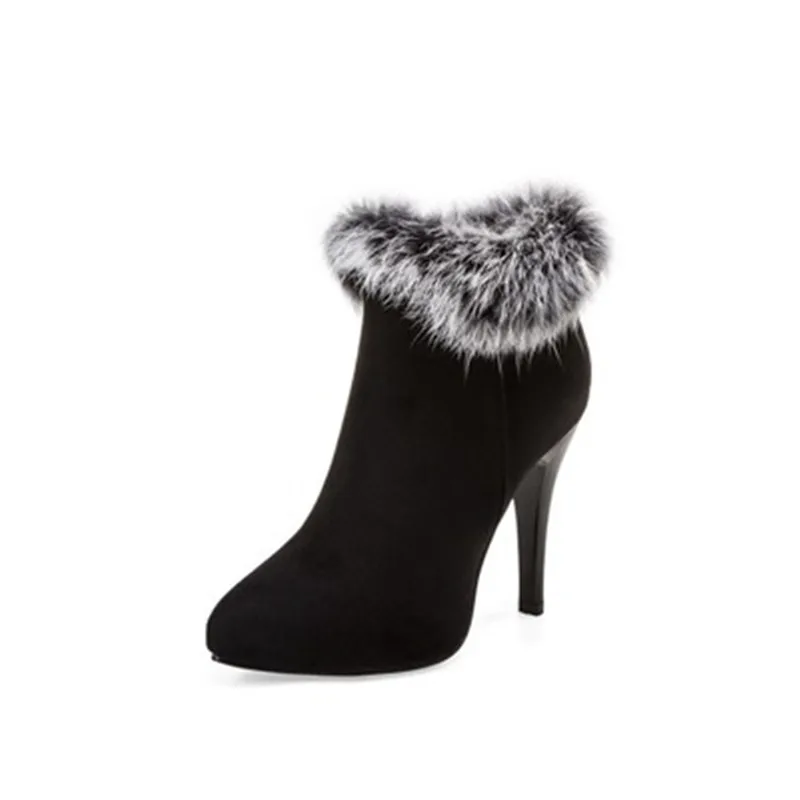 

Women Boots Winter High Heels Ankle Boots Shoes Women Fall Ladies Short Boots Snow Fur Zip White Red