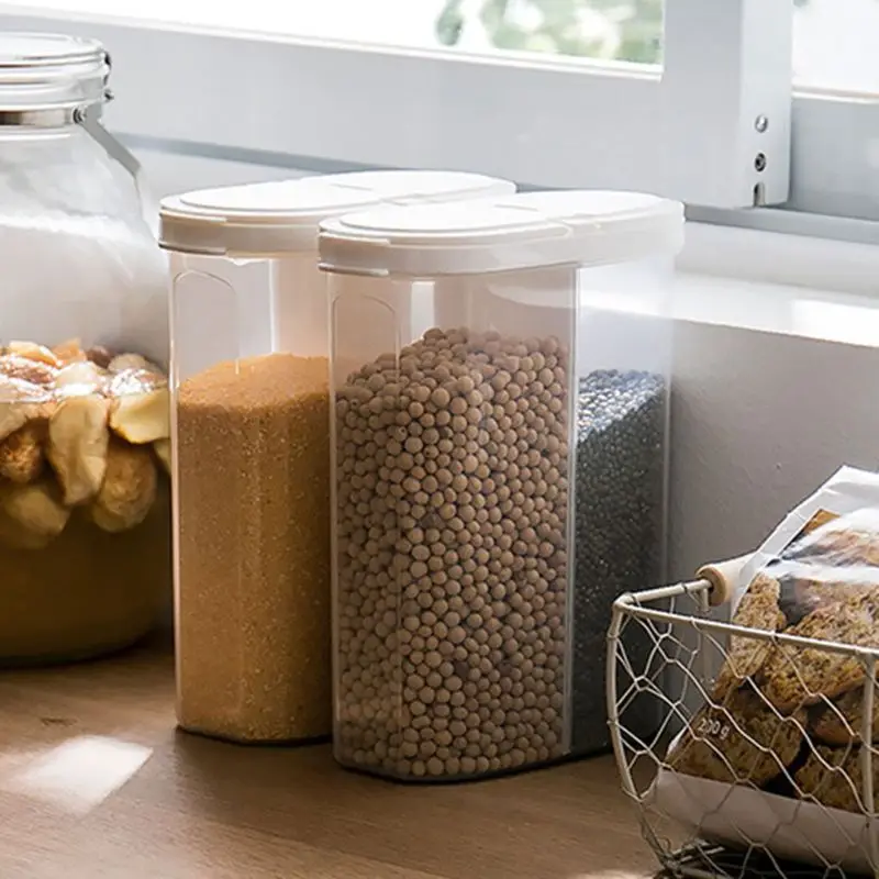 2.6L Plastic Kitchen Food Cereal Grain Bean Rice Snack Storage Container Box Case Dispenser