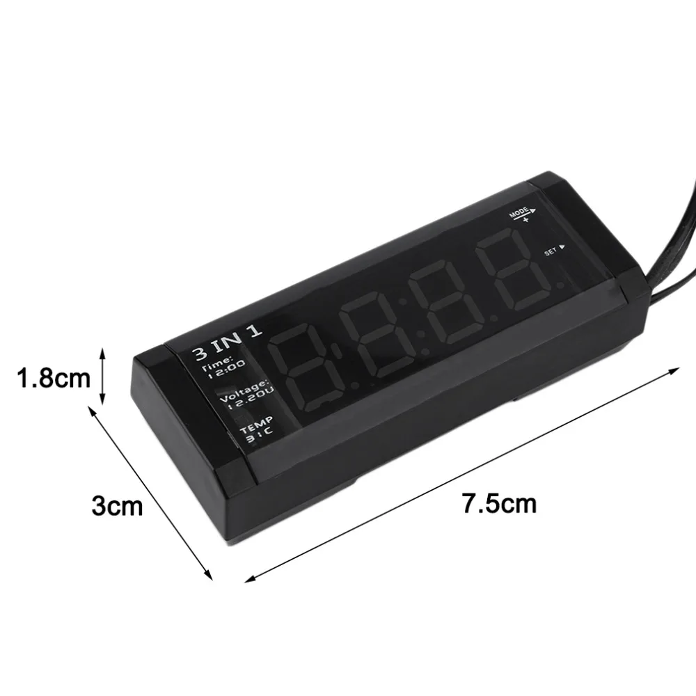 Автомобильный 3 в 1 12 В/24 В цифровой автомобильный термометр+ Автомобильный измеритель напряжения Тестер монитор+ ЖК-дисплей часы горячая распродажа