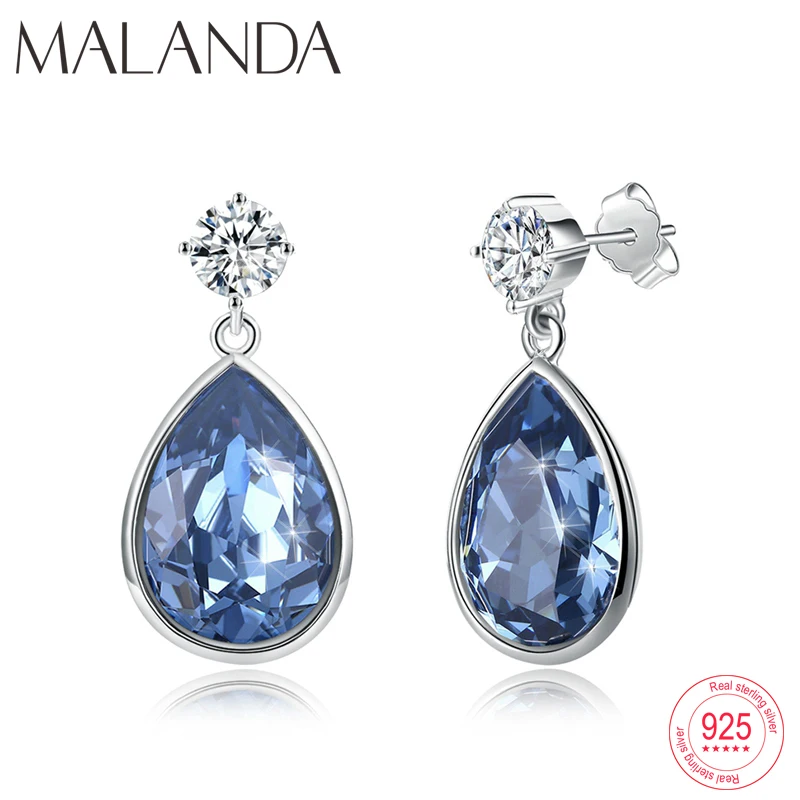 

Malanda Water Drop Crystal From Swarovski Dangle Earrings For Women Sterling silver Earrings Fashion Earring Jewelry Mom's gift