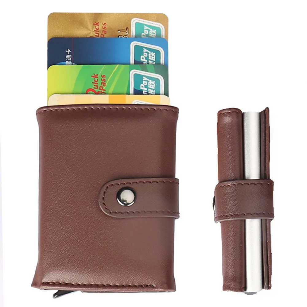

Stainless Iron Leather Men Wallet ID Credit card wallet Protector Holder Purse Case cover credit card holder