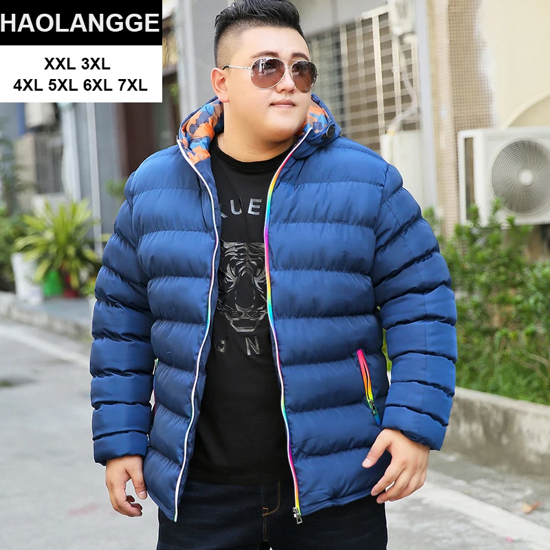 HAOLANGGE брендовая одежда размера плюс 3XL 4XL 5XL 6XL 7XL 8XL может 140 кг мужское зимнее платье с капюшоном и воротником парка и куртка 116