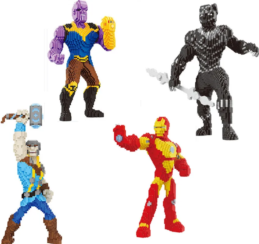 

2019 Big Hammer Thor Nano Blocks Strong Iron Man Model Figures Plastic Diamond Black Panther Blocks Super Hero Bricks Toys