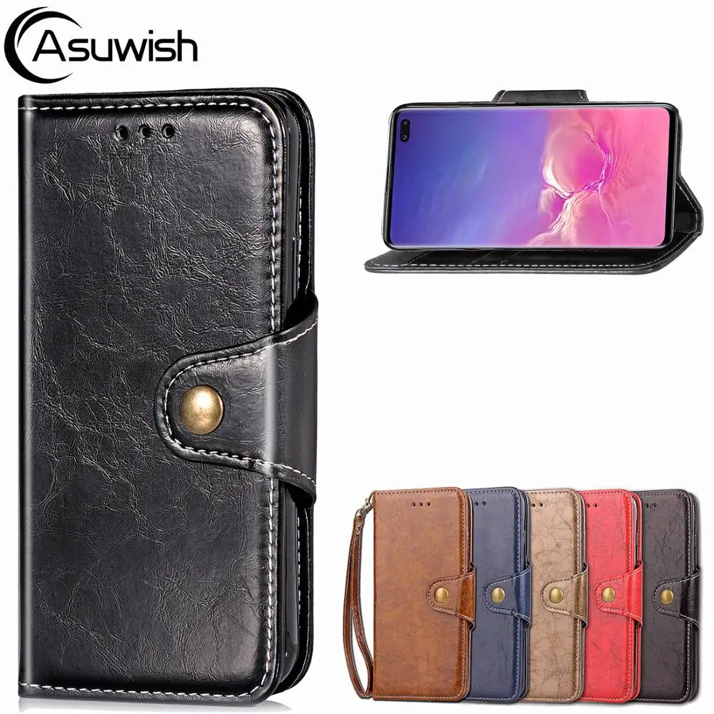 

Retro Leather Flip Cover Wallet Phone Case For Samsung Galaxy S10plus S10 Plus S10e S9 S8 S7 S6 Edge S 10 E 9 8 7 S8plus S9plus