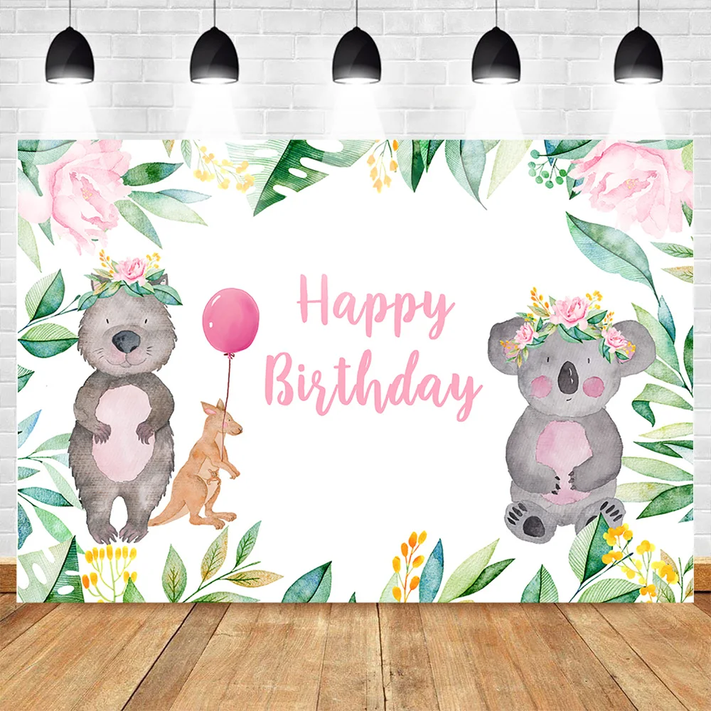 Mehofoto Australian Animal Backdrop Koala Themed Boy Birthday Photography Background Pink Girl S Birthday Party Banner Backdrops Background Aliexpress