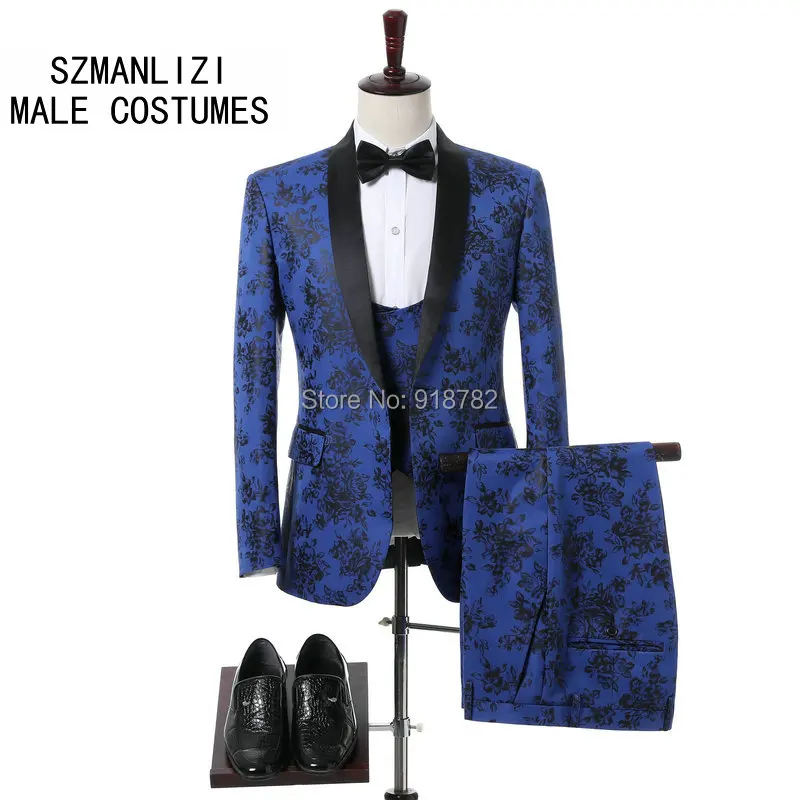 Italian Design 2018 Flower Blue Mens Dress Suits Prom Set Costume Smoking Coat Slim Fit Wedding Suits For Men Groom Tuxedos Italian Design 2018 Flower Blue Mens Dress Suits Prom Set Costume Smoking Coat Slim Fit Wedding Suits For Men Groom Tuxedos