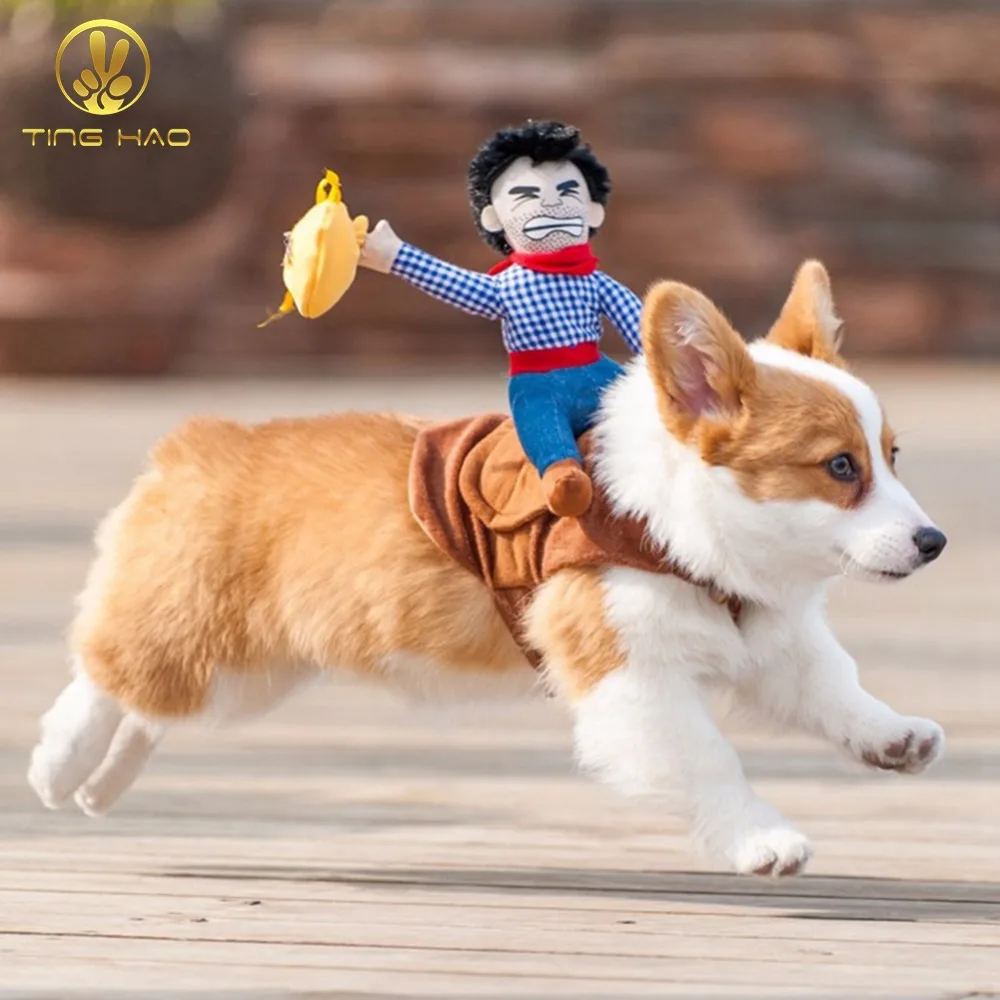 

TINGHAO Riding Horse Outfit with Cowboy Hat Dog Pet Coat Halloween Party Costume Clothes