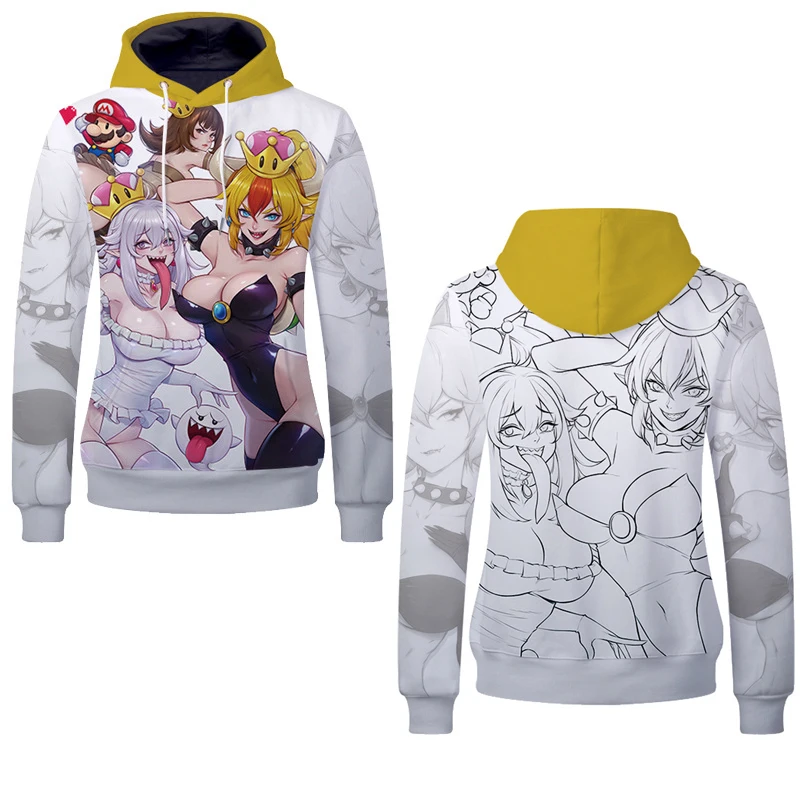 Fans Wear 2019 Funny Anime Princess Bowser Hoodies Harajuku Sexy Princess Print Bowsette Unisex Pullover Hoodies for Fans Fans Wear 2019 Funny Anime Princess Bowser Hoodies Harajuku Sexy Princess Print Bowsette Unisex Pullover Hoodies for Fans
