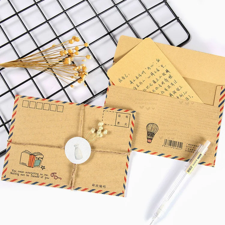 8 шт/партия Подарочный мягкий крафт конверт Авиапочта конверты можно отправить