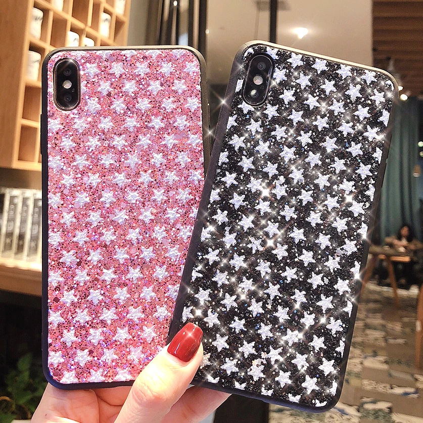 Luxury Glitter Case For iPhone X XR XS Max 8 7 Plus Phone Bling Star Soft Silicone Cover 6 6S 5 5S SE Cases | Мобильные телефоны и